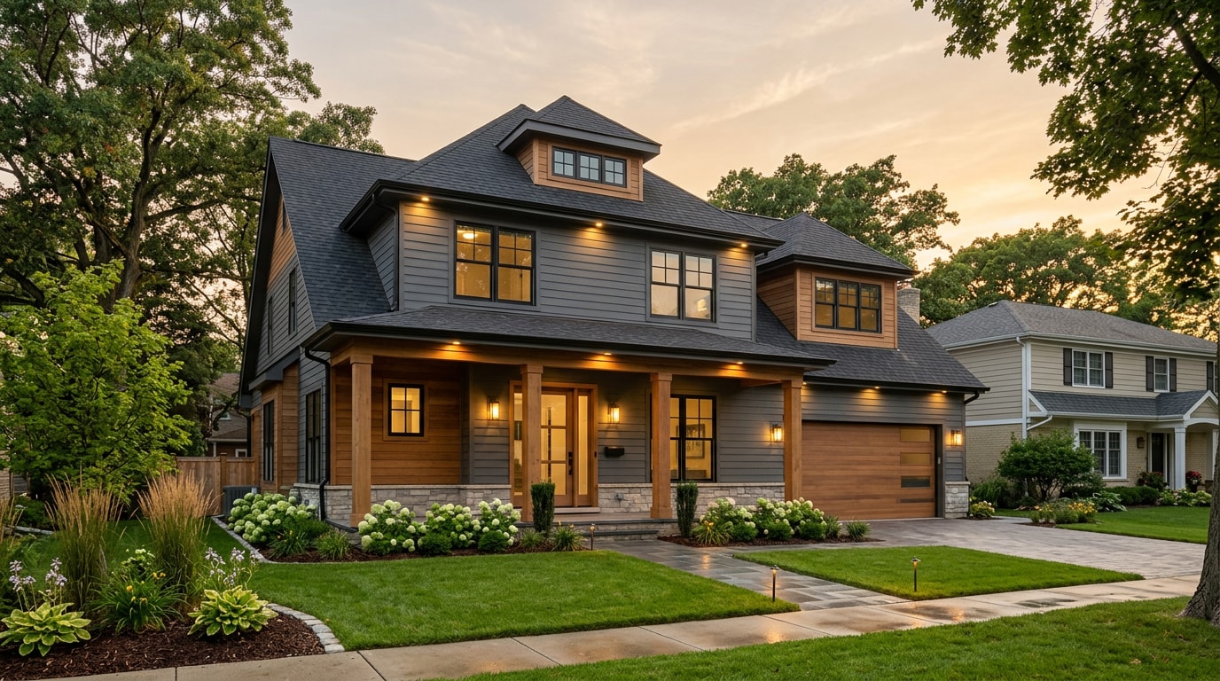 Remodeled suburban house exterior in Willow Springs, IL