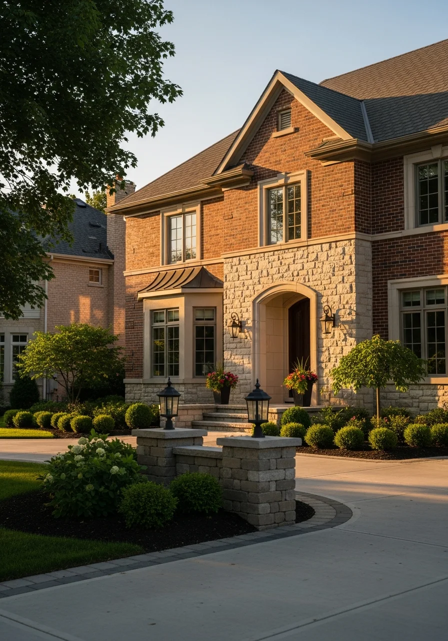 Luxury home exterior in Indian Head Park with professional landscaping