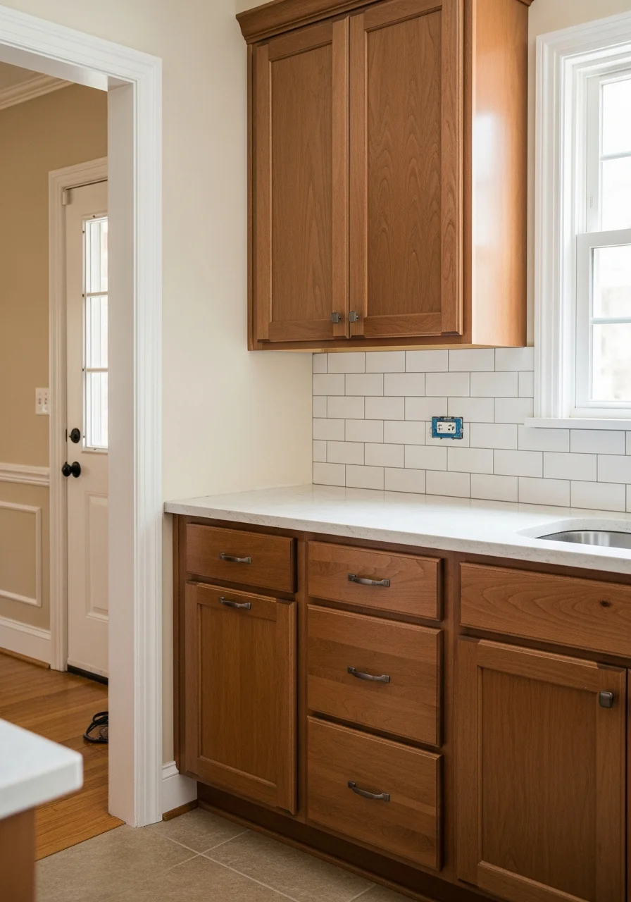 Modern kitchen renovation with custom cabinetry and tile backsplash in Oak Brook home