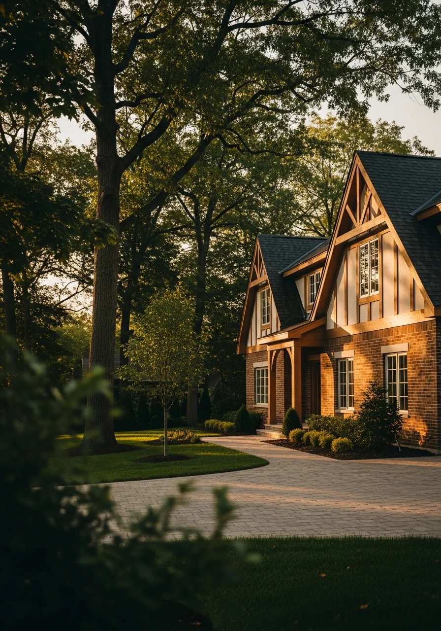 Western Springs property detail showing craftsmanship and integration with natural surroundings.